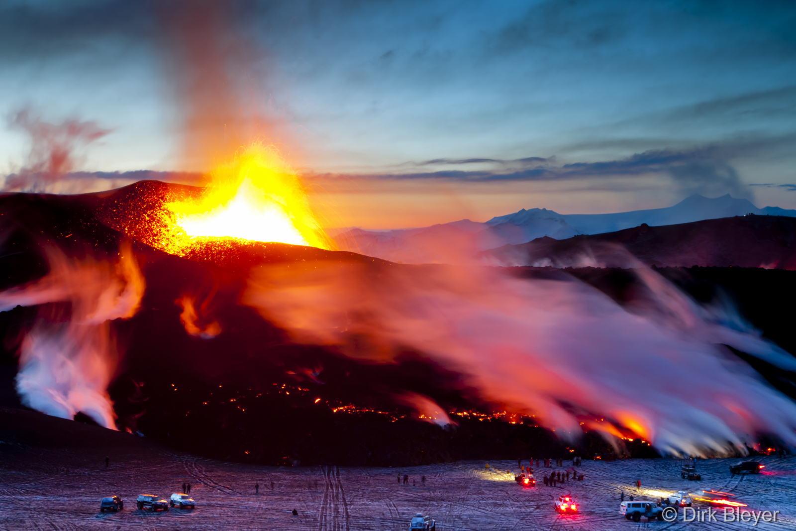 Eruption am Rande des Eyjafjallajökull